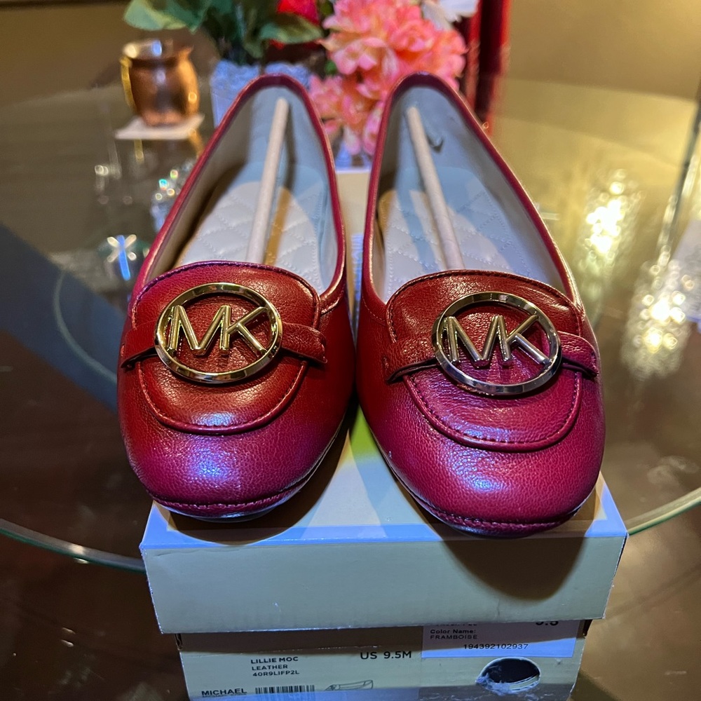 Michael Kors Lillie moccasin flat red shoes